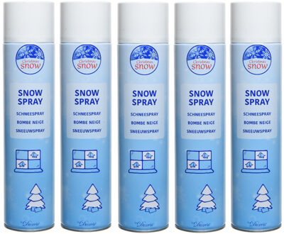 Decoris Sneeuwspray - 5x - grote bus - 600 ml - kunstsneeuw - nepsneeuw