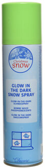 Decoris Sneeuwspray glow in the dark - busje 150 ml - kunstsneeuw spray - spuitsneeuw Wit
