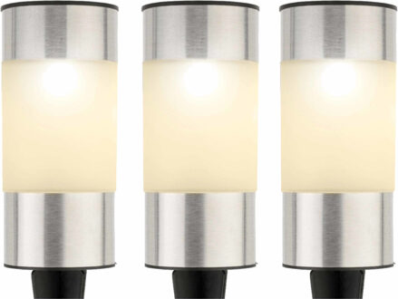Decoris solar prikspot - 6x - zilver - 14 cm - tuinverlichting