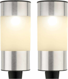 Decoris solar prikspot - 8x - zilver - 14 cm - tuinverlichting