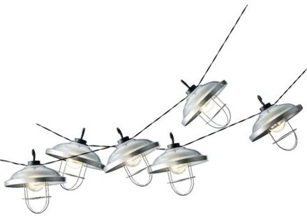 Decoris Solar tuinverlichting lichtsnoeren met lampenkappen lampjes 2,5 meter - Lichtsnoer voor buiten