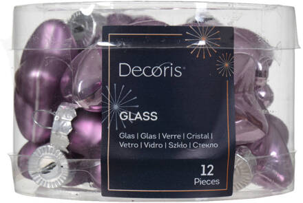 Decoris Ster glas l2b4.5h4 cm klila ass 12st kerst Paars