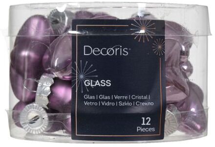 Decoris Ster glas l2b4.5h4 cm klila ass 12st kerst Paars