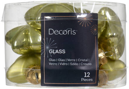 Decoris Ster glas l2b4.5h4 cm pstch ass 12st kerst Groen