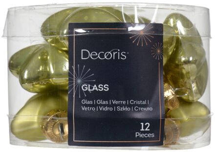 Decoris Ster glas l2b4.5h4 cm pstch ass 12st kerst Groen