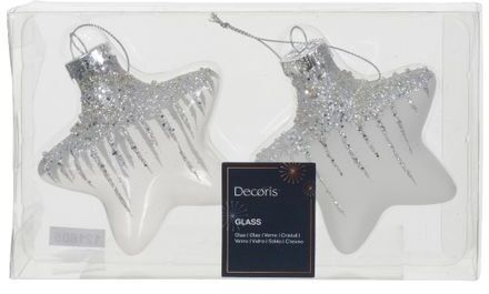 Decoris Ster glas l2b4.5h4 cm roodkpr ass 12st kerst