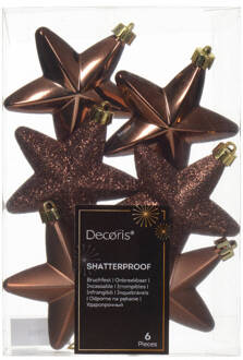 Decoris Ster plc l2b7h7 cm esprss ass 6st kerst Bruin