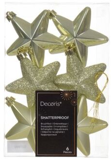 Decoris Ster plc l2b7h7 cm pstch ass 6st kerst Groen