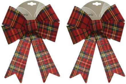 Decoris strikken - 2x - geruit - 26 cm - kerstversiering - kerstdecoratie - kerstoomversiering