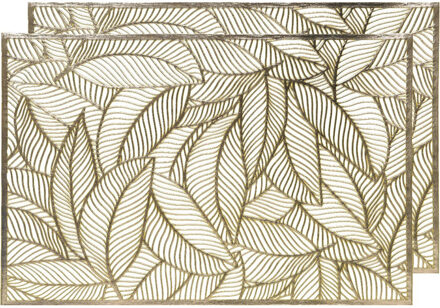 Decoris Tafel placemats - 2x - gouden bladeren - 30 x 45 cm - diner - ontbijt - kerst