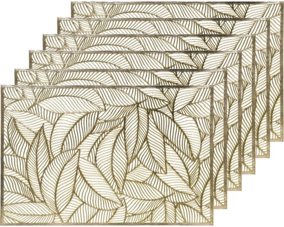Decoris Tafel placemats - 6x - gouden bladeren - 30 x 45 cm - diner - ontbijt - kerst