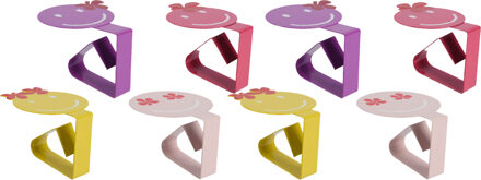 Decoris Tafelkleed klemmen - 8x - smileys - roze - ijzer - 7 x 5 cm