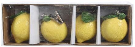 Decoris tafelkleedgewichten - 4x - citroen - kunststeen - geel