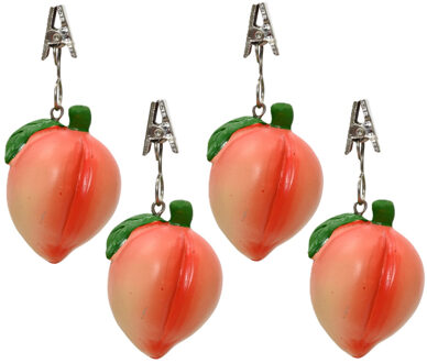Decoris Tafelkleedgewichten - fruit perzik - 4x - tafelkleed/tafelzeil - Tropische Hawaii thema - Ve Roze