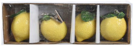 Decoris Tafelkleedgewichtjes/hangers - 4x - citroen - kunststeen - geel