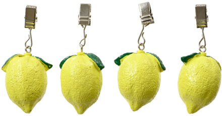 Decoris Tafelkleedgewichtjes/hangers - 4x - citroen - kunststeen - geel