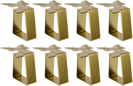 Decoris tafelkleedklemmen - 8x - vlinder - goud - ijzer - 4 x 5 cm - tafelkleedklemmen