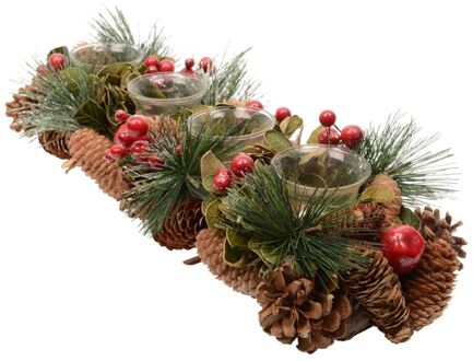 Decoris theelicht dennenappel l8b47h16c groen kerst