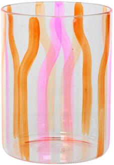 Decoris Theelichthouder glas H12cm helder oranje