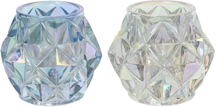 Decoris Theelichthouder glas iriserend verschillende