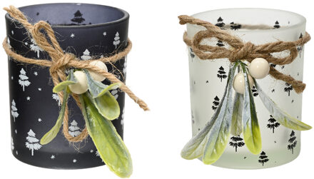 Decoris Theelichthouder maretak glas met H8,3 Multikleur