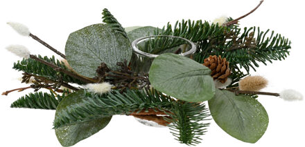 Decoris Theelichthouder met kerstgroen