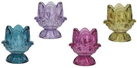 Decoris Theelichthouder Tulp glas Ø7,7xH8,3cm verschillende