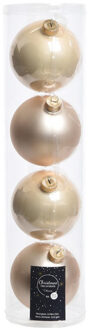 Decoris Tubes met 12x licht parel/champagne kerstballen van glas 10 cm glans en mat - Kerstbal Champagnekleurig