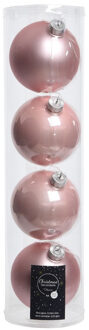 Decoris Tubes met 12x lichtroze kerstballen van glas 10 cm glans en mat - Kerstbal