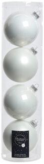 Decoris Tubes met 4x winter witte kerstballen van glas 10 cm glans en mat - Kerstbal