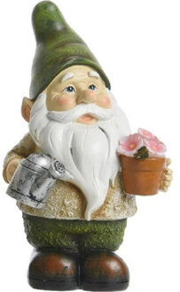 Decoris Tuinkabouter beeld - Jorge tuinman - met solar verlichting - 24 cm - Tuinverlichting Multi