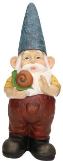 Decoris Tuinkabouter beeld Simon met slak 29 cm