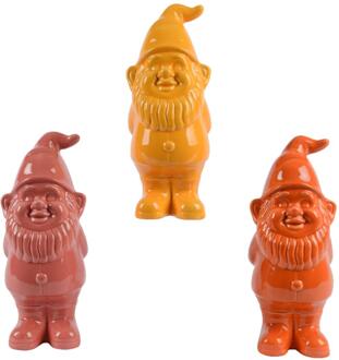 Decoris Tuinkabouter keramiek H25cm oranje