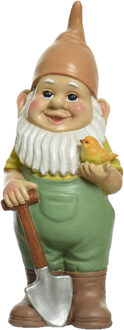 Decoris Tuinkabouter met schep - kunststeen - H29 cm