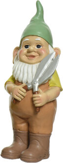 Decoris Tuinkabouter met snoeischaar - kunststeen - H29 cm