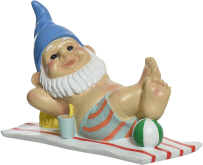 Decoris Tuinkabouter zonnende man - kunststeen - H18 cm