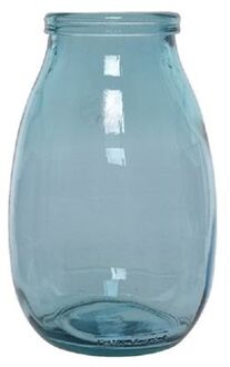 Decoris Vaas - blauw - gerecycled glas - 18 x 28 cm