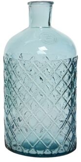 Decoris Vaas/bloemenvaas van gerecycled glas - D14 x H28 cm - lichtblauw - Vazen