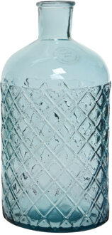 Decoris Vaas/bloemenvaas van gerecycled glas - D14 x H28 cm - lichtblauw