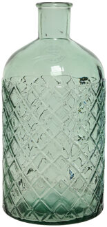 Decoris Vaas/bloemenvaas van gerecycled glas - D14 x H28 cm - lichtgroen