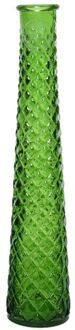Decoris Vaas/bloemenvaas van gerecycled glas - D7 x H32 cm - groen - Vazen