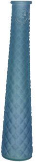 Decoris Vaas/bloemenvaas van gerecycled glas - D7 x H32 cm - mat blauw