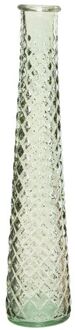 Decoris Vaas/bloemenvaas van gerecycled glas - D7 x H32 cm - transparant beige - Vazen