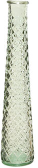 Decoris Vaas/bloemenvaas van gerecycled glas - D7 x H32 cm - transparant beige