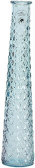Decoris Vaas/bloemenvaas van gerecycled glas - D7 x H32 cm - transparant blauw - Vazen