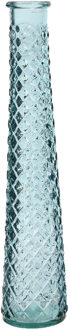 Decoris Vaas/bloemenvaas van gerecycled glas - D7 x H32 cm - transparant lichtblauw - Vazen