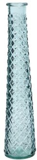 Decoris Vaas/bloemenvaas van gerecycled glas - D7 x H32 cm - transparant lichtblauw - Vazen