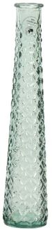 Decoris Vaas/bloemenvaas van gerecycled glas - D7 x H32 cm - transparant turquoise - Vazen Blauw