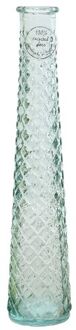 Decoris Vaas/bloemenvaas van gerecycled glas - D7 x H32 cm - transparant - Vazen