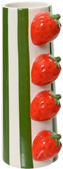 Decoris Vaas dolomiet streep-aardbei H20.7cm rood